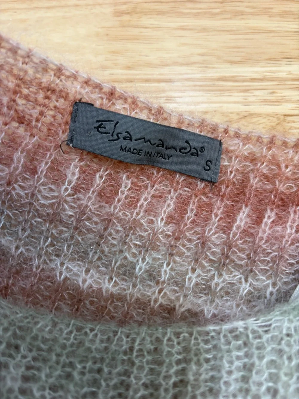 ELSAMANDA ALPACA MOHAIR WOOL LOOSE KNIT PULLOVER SWEATER SUNRISE OMBRÉ COLORS - Picture 6 of 7